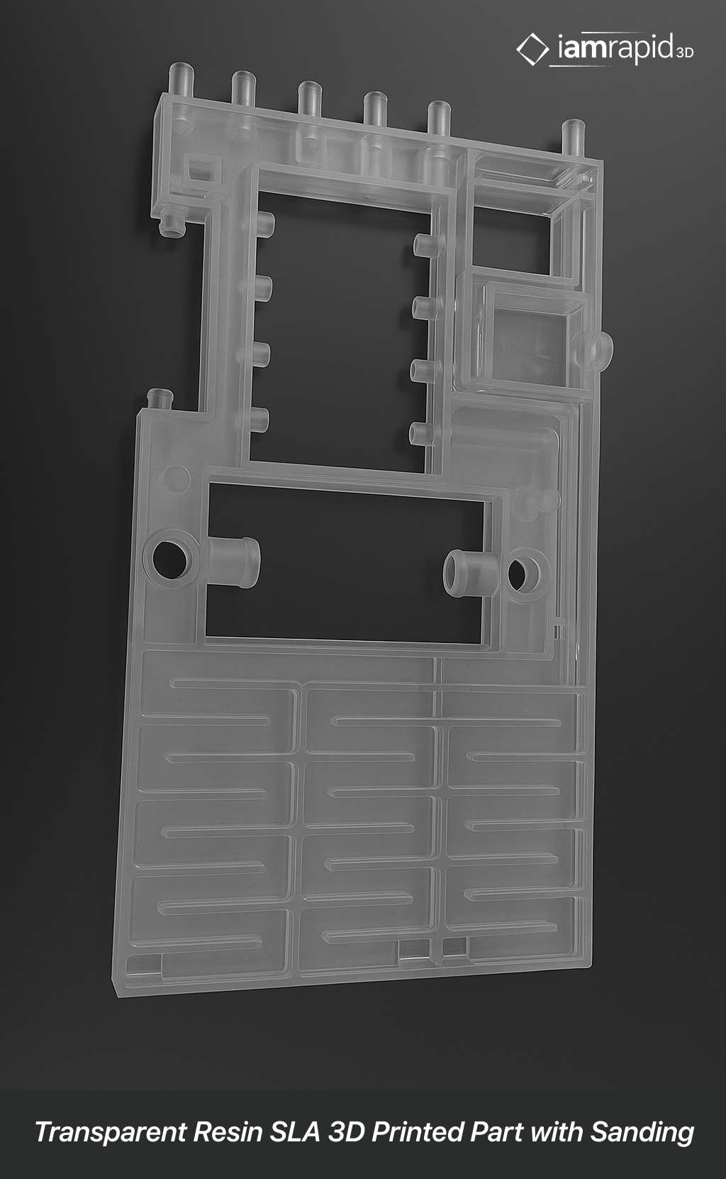 Transparent Resin SLA 3D printed part with sanding finish